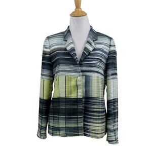 Lafayette 148 Blazer Womens 4 Multi Striped Notch Snap Button Satin Lined Jacket